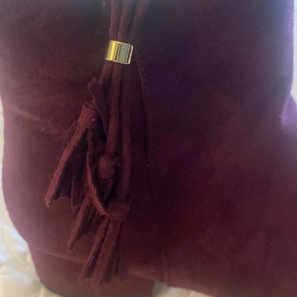 Plum colored low boots with a little fringe zipper. Brand new. - Picture 7 of 8